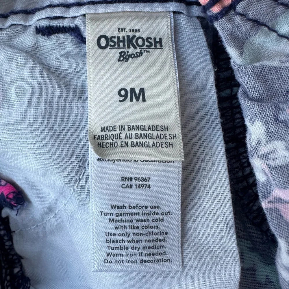 OSHKOSH B'gosh Floral and Bunnies Print Overalls Baby Toddler 9M